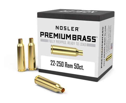 Nosler Premium Unprimed Brass Cases 22-250 Remington (50pk)