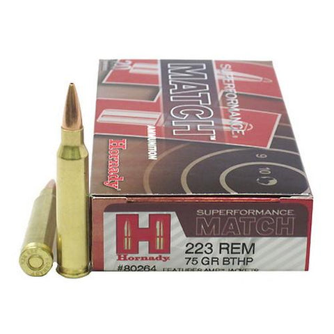 Hornady Superformance Match Ammunition 223 Remington 75 Grain BTHP (20pk)