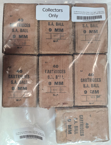 Ex-Mil Ammunition 9mm  S.A. Ball  124gr FMJ in Original 40 Round Boxes (Approx 280 Rounds)