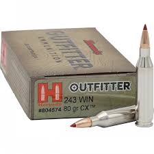 Hornady Outfitter Ammunition 243 Winchester 80 Grain CX (20pk)