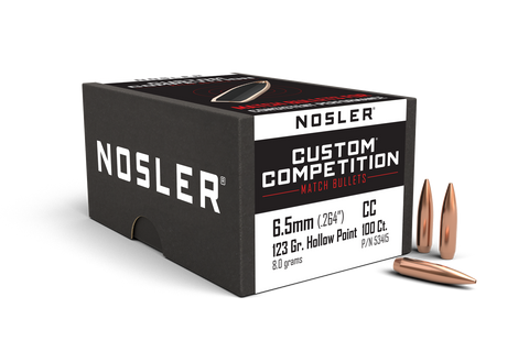 Nosler Custom Competition Bullets 264 Caliber, 6.5mm (264 Diameter) 123 Grain Hollow Point Boat Tail (100pk)