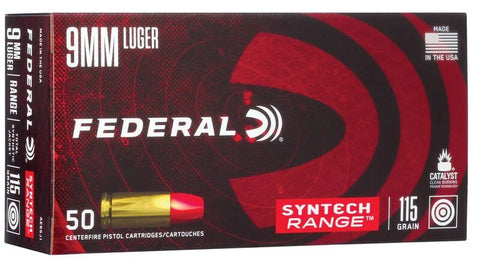 Federal Syntech Ammunition 9mm Luger 115 Grain Synthetic Flat Nose (50pk)