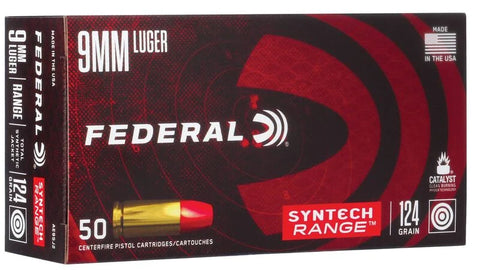 Federal Syntech Ammunition 9mm Luger 124 Grain Synthetic Flat Nose (50pk)