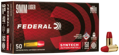 Federal Syntech Ammunition 9mm Luger 150 Grain Synthetic Flat Nose (50pk)