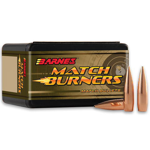 Barnes Match Burner Bullets 22 Caliber (224 Diameter) 52 Grain Flat Base Lead-Free (100pk)