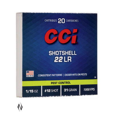 CCI Shotshell Ammunition 22 Long Rifle (22LR) 31 Grain #12 Shot (20pk) (0039)