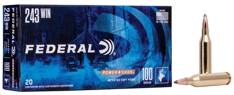 Federal Power-Shok Ammunition 243 Winchester 100 Grain Soft Point (20pk)