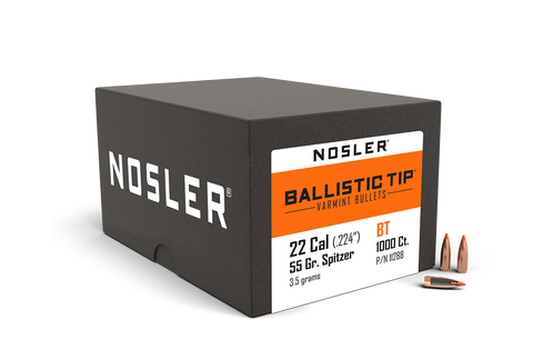 Nosler Ballistic Tip Varmint Bullets 22 Caliber (224 Diameter) 55 Grain Spitzer Boat Tail (1000pk)