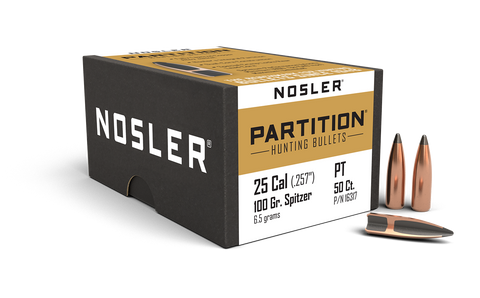 Nosler Partition Bullets 25 Caliber (257 Diameter) 100 Grain Spitzer (50pk)