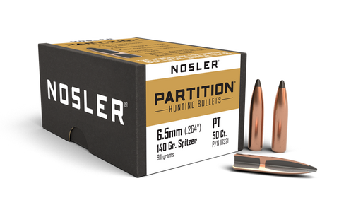 Nosler Partition Bullets 264 Caliber, 6.5mm (264 Diameter) 140 Grain Spitzer (50pk)