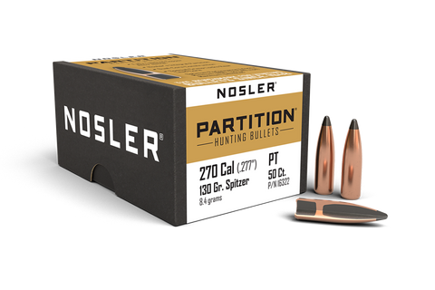 Nosler Partition Bullets 270 Caliber (277 Diameter) 130 Grain Spitzer (50pk)