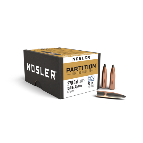 Nosler Partition Bullets 270 Caliber (277 Diameter) 150 Grain Spitzer (50pk)