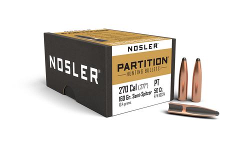 Nosler Partition Bullets 270 Caliber (277 Diameter) 160 Grain Semi-Spitzer (50pk)