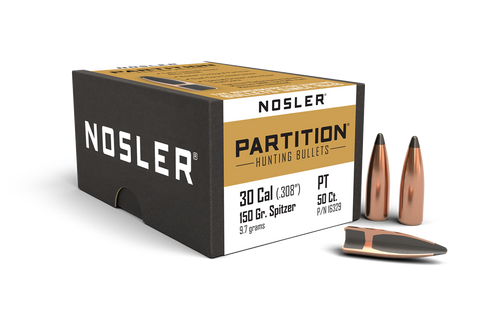 Nosler Partition Bullets 30 Caliber (308 Diameter) 150 Grain Spitzer (50pk)