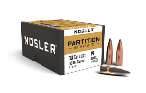 Nosler Partition Bullets 30 Caliber (308 Diameter) 165 Grain Spitzer (50pk)