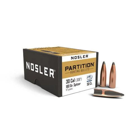 Nosler Partition Bullets 30 Caliber (308 Diameter) 180 Grain Spitzer (50pk)