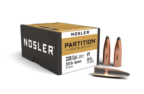 Nosler Partition 338 Cal (.338" Diameter) 225gr Spitzer (50pk)