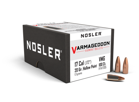 Nosler Varmageddon Bullets 17 Caliber (.172 Diameter) 20 Grain Flat Base Hollow Point (100pk)