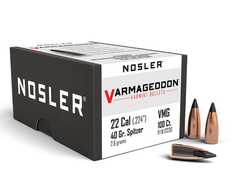 Nosler Varmageddon Bullets 22 Cal (224 Diameter) 40 Grain Tipped Flat Base (100Pk)