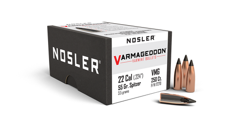 Nosler Varmageddon Bullets 22 Caliber (224 Diameter) 55 Grain Tipped Flat Base (250Pk)