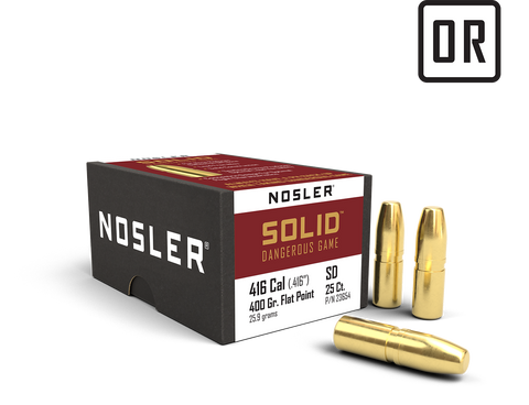 Nosler Solid Bullets 416 Caliber (416 Diameter) 400 Grain Flat Nose Lead-Free (25pk)