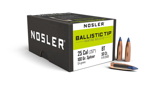 Nosler Ballistic Tip Hunting Bullets 25 Caliber (257 Diameter) 100 Grain Spitzer (50pk)