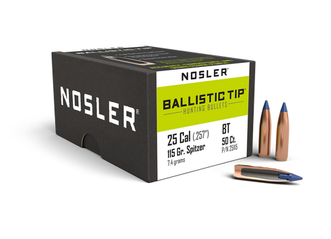 Nosler Ballistic Tip Hunting Bullets 25 Caliber (257 Diameter) 115 Grain Spitzer (50pk)