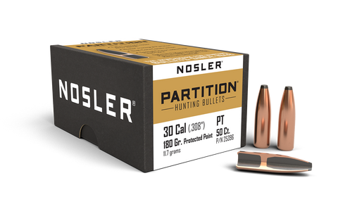 Nosler Partition Bullets 30 Caliber (308 Diameter) 180 Grain Protected Point (50pk)