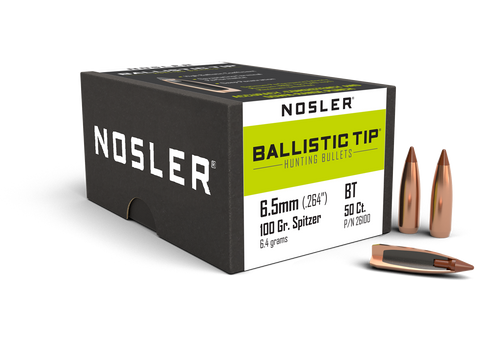 Nosler Ballistic Tip Hunting Bullets 264 Caliber, 6.5mm (264 Diameter) 100 Grain Spitzer (50pk)