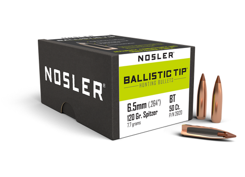 Nosler Ballistic Tip Hunting Bullets 264 Caliber, 6.5mm (264 Diameter) 120 Grain Spitzer (50pk)