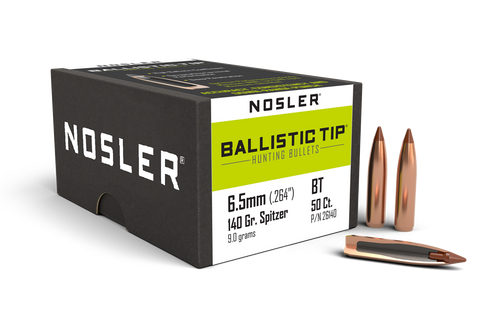 Nosler Ballistic Tip Hunting Bullets 264 Caliber, 6.5mm (264 Diameter) 140 Grain Spitzer (50pk)