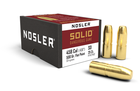 Nosler Solid Bullets 458 Caliber (458 Diameter) 500 Grain Flat Nose Lead-Free  (25pk)