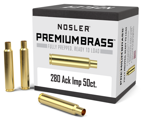 Nosler Premium Unprimed Brass Cases 280 Ackley Improved 40° (50pk)