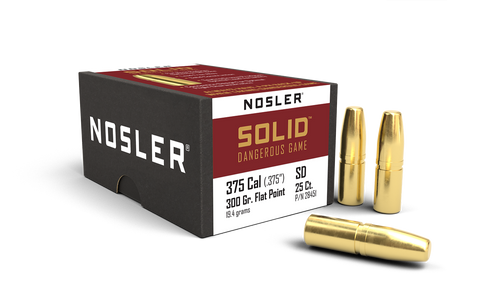 Nosler Solid Bullets 375 Caliber (375 Diameter) 300 Grain Flat Nose Lead-Free (25pk)