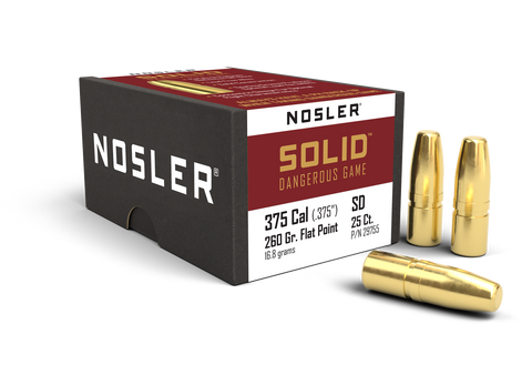 Nosler Solid Bullets 375 Caliber (375 Diameter) 260 Grain Flat Nose Lead-Free (25pk)