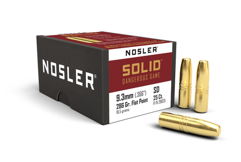 Nosler Solid Bullets 9.3mm (366 Diameter) 286 Grain Flat Nose Lead-Free (25pk)