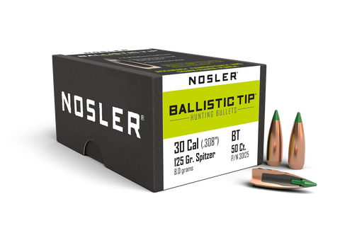 Nosler Ballistic Tip Hunting Bullets 30 Caliber (308 Diameter) 125 Grain Spitzer (50pk)