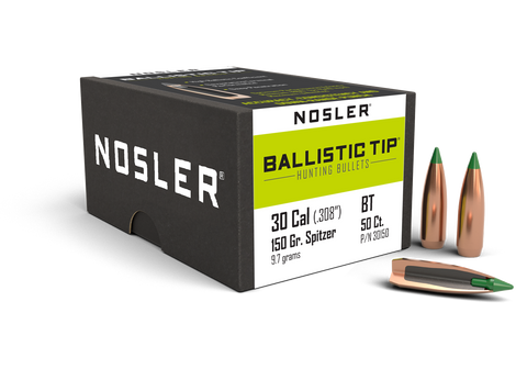 Nosler Ballistic Tip Hunting Bullets 30 Caliber (308 Diameter) 150 Grain Spitzer (50pk)