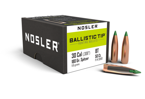 Nosler Ballistic Tip Hunting Bullets 30 Caliber (308 Diameter) 180 Grain Spitzer (50pk)