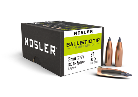 Nosler Ballistic Tip Hunting Bullets 8mm (323 Diameter) 180 Grain Spitzer (50pk)