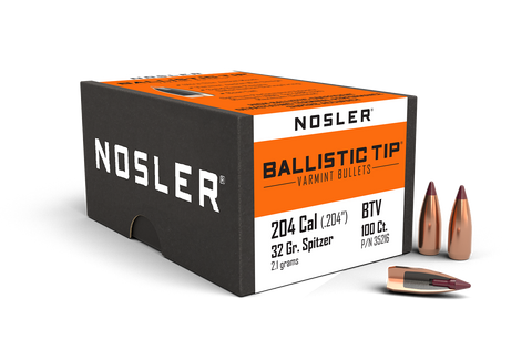 Nosler Ballistic Tip Varmint Bullets 20 Caliber (204 Diameter) 32 Grain Spitzer (100pk)