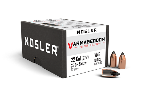 Nosler Varmageddon Bullets 22 Caliber (224 Diameter) 35 Grain Tipped Flat Base (100Pk)