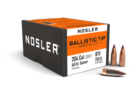 Nosler Ballistic Tip Varmint Bullets 20 Caliber (204 Diameter) 40 Grain Spitzer Boat Tail (250pk)