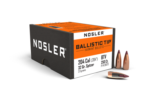 Nosler Ballistic Tip Varmint Bullets 20 Caliber (204 Diameter) 32 Grain Spitzer (250pk)