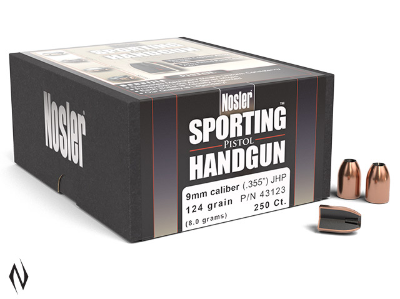 Nosler Sporting Handgun 9mm (.355"Diameter) 124gr Jacketed Hollow Point (250pk)