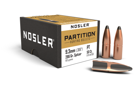 Nosler Partition 9.3mm (.366 Diameter) 286 Grain Spitzer (50pk)