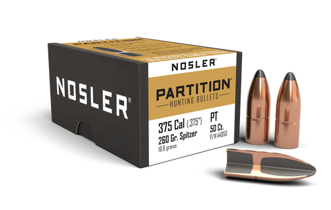 Nosler Partition Bullets 375 Caliber (375 Diameter) 260 Grain Spitzer (50pk)