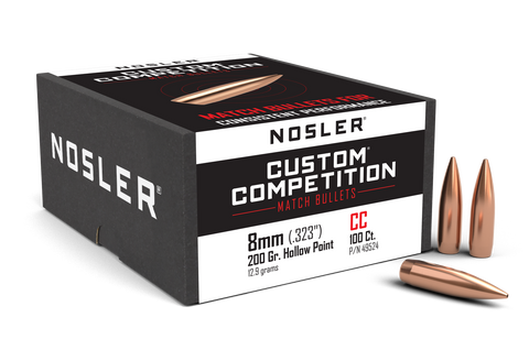 Nosler Custom Competition Bullets 8mm (323 Diameter) 200 Grain Hollow Point Boat Tail (100pk)