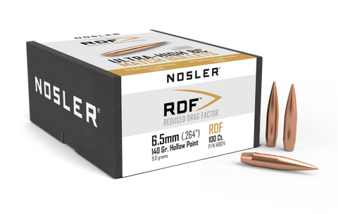 Nosler RDF Bullets 6.5mm (264 Diameter) 140 Grain Hollow Point Boat Tail (100Pk)