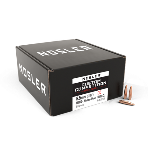 Nosler Custom Competition Bullets 264 Caliber, 6.5mm (264 Diameter) 140 Grain Jacketed Hollow Point Boat Tail (1000Pk)